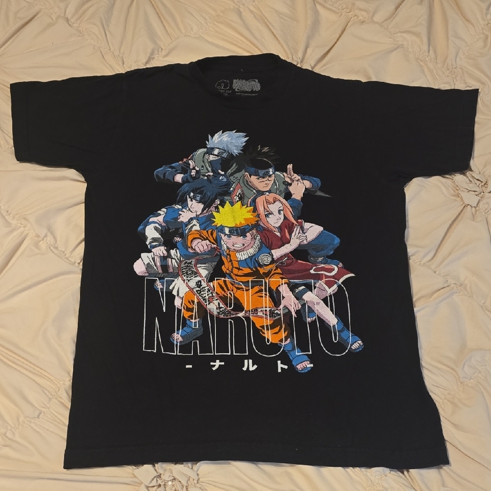 Vintage 2002 Naruto Uzumaki Black Anime Manga Graphic T-Shirt Medium 38/40